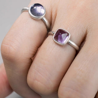 Buddha Gift Natural 925 Sterling Silver Amethyst Adjustable Balance Ring