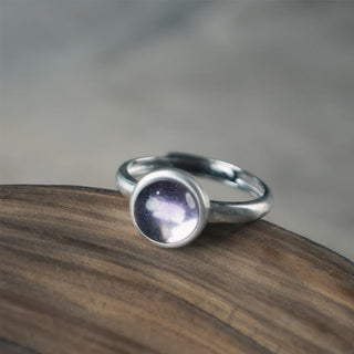 Buddha Gift Natural 925 Sterling Silver Amethyst Adjustable Balance Ring