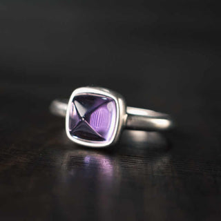 Buddha Gift Natural 925 Sterling Silver Amethyst Adjustable Balance Ring