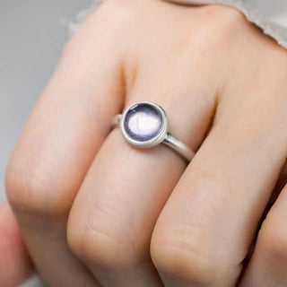 Buddha Gift Natural 925 Sterling Silver Amethyst Adjustable Balance Ring
