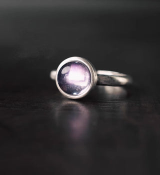 Buddha Gift Natural 925 Sterling Silver Amethyst Adjustable Balance Ring