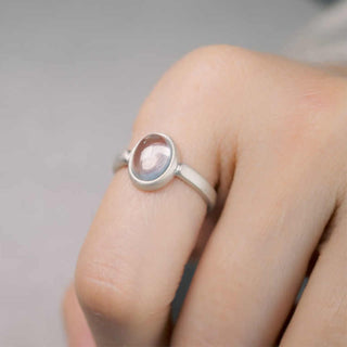 Buddha Gift Natural 925 Sterling Silver Pink Crystal Adjustable Warmth Ring