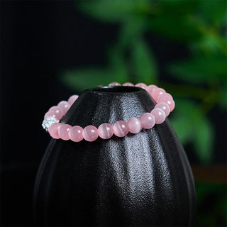 Buddha Gift Natural Cat's Eye Beads 990 Sterling Silver Pixiu Positive Bracelet