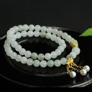 Buddha Gift Natural Tianshan Jade Lotus Gourd Double Circle Prosperity Bracelet