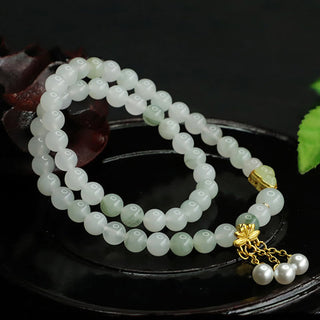Buddha Gift Natural Tianshan Jade Lotus Gourd Double Circle Prosperity Bracelet