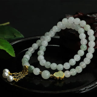 Buddha Gift Natural Tianshan Jade Lotus Gourd Double Circle Prosperity Bracelet