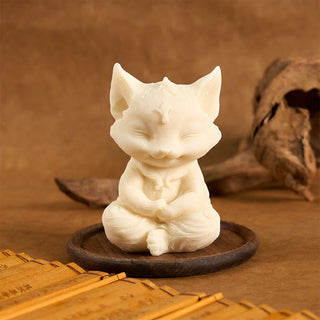 Buddha Gift Nine Tailed Fox Carved Ivory Fruit Blessing Home Decoration