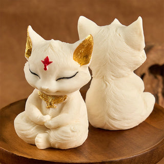 Buddha Gift Nine Tailed Fox Carved Ivory Fruit Blessing Home Decoration