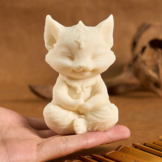 Buddha Gift Nine Tailed Fox Carved Ivory Fruit Blessing Home Decoration
