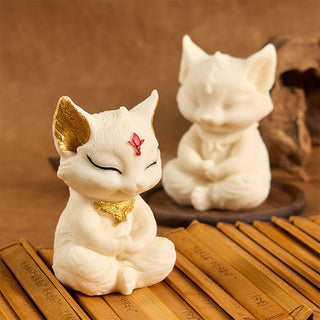 Buddha Gift Nine Tailed Fox Carved Ivory Fruit Blessing Home Decoration