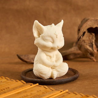 Buddha Gift Nine Tailed Fox Carved Ivory Fruit Blessing Home Decoration