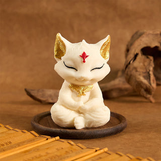 Buddha Gift Nine Tailed Fox Carved Ivory Fruit Blessing Home Decoration