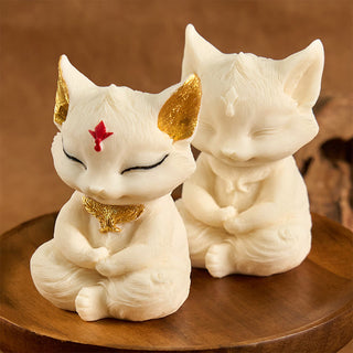 Buddha Gift Nine Tailed Fox Carved Ivory Fruit Blessing Home Decoration