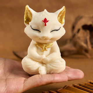 Buddha Gift Nine Tailed Fox Carved Ivory Fruit Blessing Home Decoration