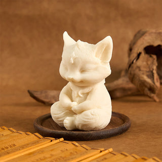 Buddha Gift Nine Tailed Fox Carved Ivory Fruit Blessing Home Decoration