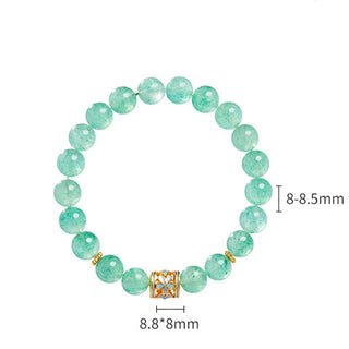 Buddha Gift 925 Sterling Silver Green Strawberry Quartz Flower Calm Bracelet