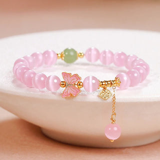 Buddha Gift 925 Sterling Silver Cat's Eye Hetian Jade Butterfly Peace Lock Charm Peace Bracelet