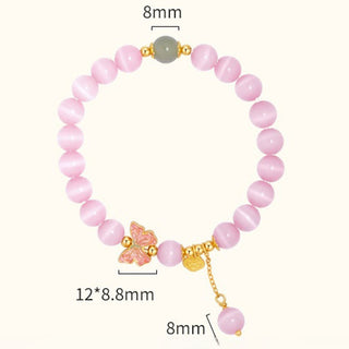 Buddha Gift 925 Sterling Silver Cat's Eye Hetian Jade Butterfly Peace Lock Charm Peace Bracelet