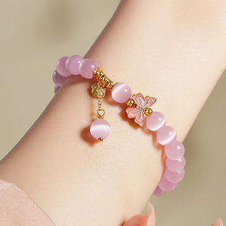 Buddha Gift 925 Sterling Silver Cat's Eye Hetian Jade Butterfly Peace Lock Charm Peace Bracelet