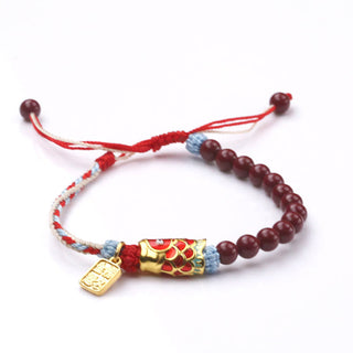 Buddha Gift Cinnabar Beads Lucky Koi Fish Blessing Bracelet