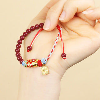 Buddha Gift Cinnabar Beads Lucky Koi Fish Blessing Bracelet