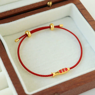 Buddha Gift Brass Koi Fish Red String Wealth Bracelet