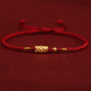 Buddha Gift 999 Gold Luck Protection Koi Fish Handmade Braided String Bracelet