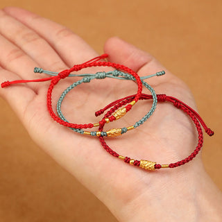 Buddha Gift 999 Gold Luck Protection Koi Fish Handmade Braided String Bracelet
