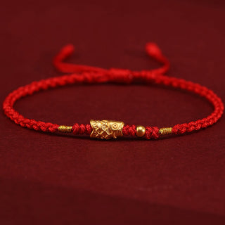 Buddha Gift 999 Gold Luck Protection Koi Fish Handmade Braided String Bracelet