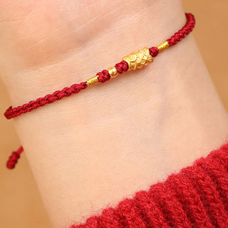 Buddha Gift 999 Gold Luck Protection Koi Fish Handmade Braided String Bracelet