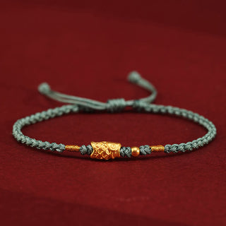 Buddha Gift 999 Gold Luck Protection Koi Fish Handmade Braided String Bracelet