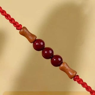 Buddha Gift Cinnabar Beads Peach Wood Blessing String Bracelet