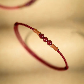 Buddha Gift Cinnabar Beads Peach Wood Blessing String Bracelet