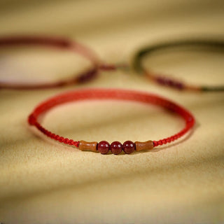 Buddha Gift Cinnabar Beads Peach Wood Blessing String Bracelet