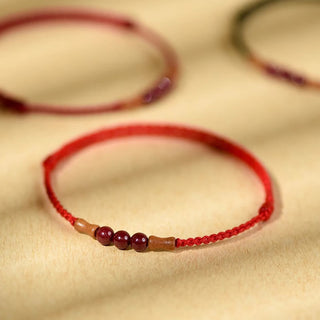 Buddha Gift Cinnabar Beads Peach Wood Blessing String Bracelet