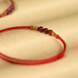 Buddha Gift Cinnabar Beads Peach Wood Blessing String Bracelet