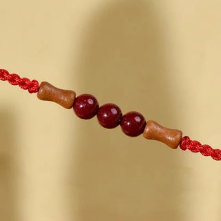 Buddha Gift Cinnabar Beads Peach Wood Blessing String Bracelet