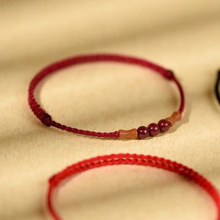 Buddha Gift Cinnabar Beads Peach Wood Blessing String Bracelet