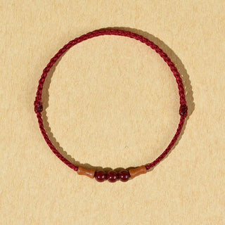 Buddha Gift Cinnabar Beads Peach Wood Blessing String Bracelet