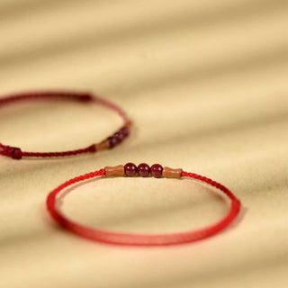 Buddha Gift Cinnabar Beads Peach Wood Blessing String Bracelet