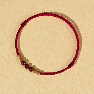 Buddha Gift Cinnabar Beads Peach Wood Blessing String Bracelet