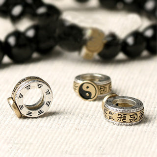 Buddha Gift Black Obsidian Yin Yang Nine-Character Mantra Fulfilment Bracelet