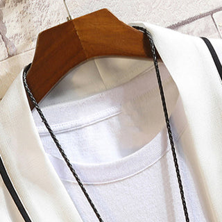 Buddha Gift Embroidery Dragon Phoenix Auspicious Cloud Waves Leaves Cranes Open Front Jacket Men's Kimono