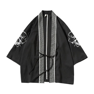 Buddha Gift Embroidery Dragon Phoenix Auspicious Cloud Waves Leaves Cranes Open Front Jacket Men's Kimono