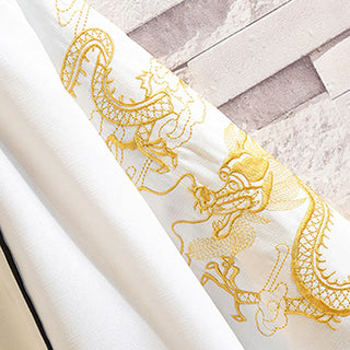 Buddha Gift Embroidery Dragon Phoenix Auspicious Cloud Waves Leaves Cranes Open Front Jacket Men's Kimono