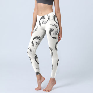 Buddha Gift YinYang Koi Fish Pattern Print Gym Leggings Women's Yoga Pants