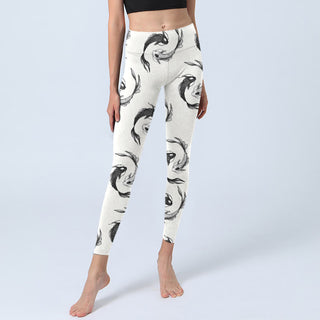 Buddha Gift YinYang Koi Fish Pattern Print Gym Leggings Women's Yoga Pants