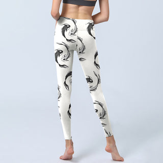 Buddha Gift YinYang Koi Fish Pattern Print Gym Leggings Women's Yoga Pants