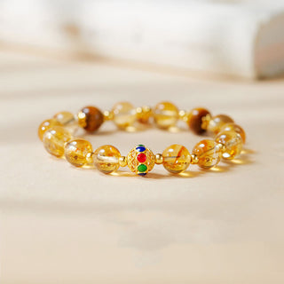 Buddha Gift 925 Sterling Silver Fu Character Citrine Tiger Eye Protection Bracelet