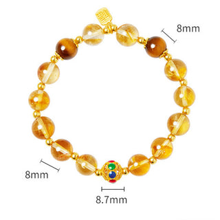 Buddha Gift 925 Sterling Silver Fu Character Citrine Tiger Eye Protection Bracelet